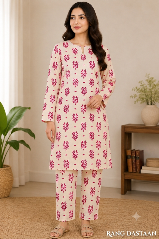 Pink - Printed Lawn 2-Piece Unstitched Suit