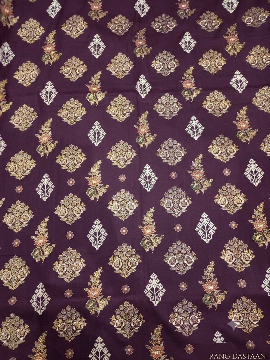 Royal Plum - Printed Lawn 2-Piece Unstitched Suit