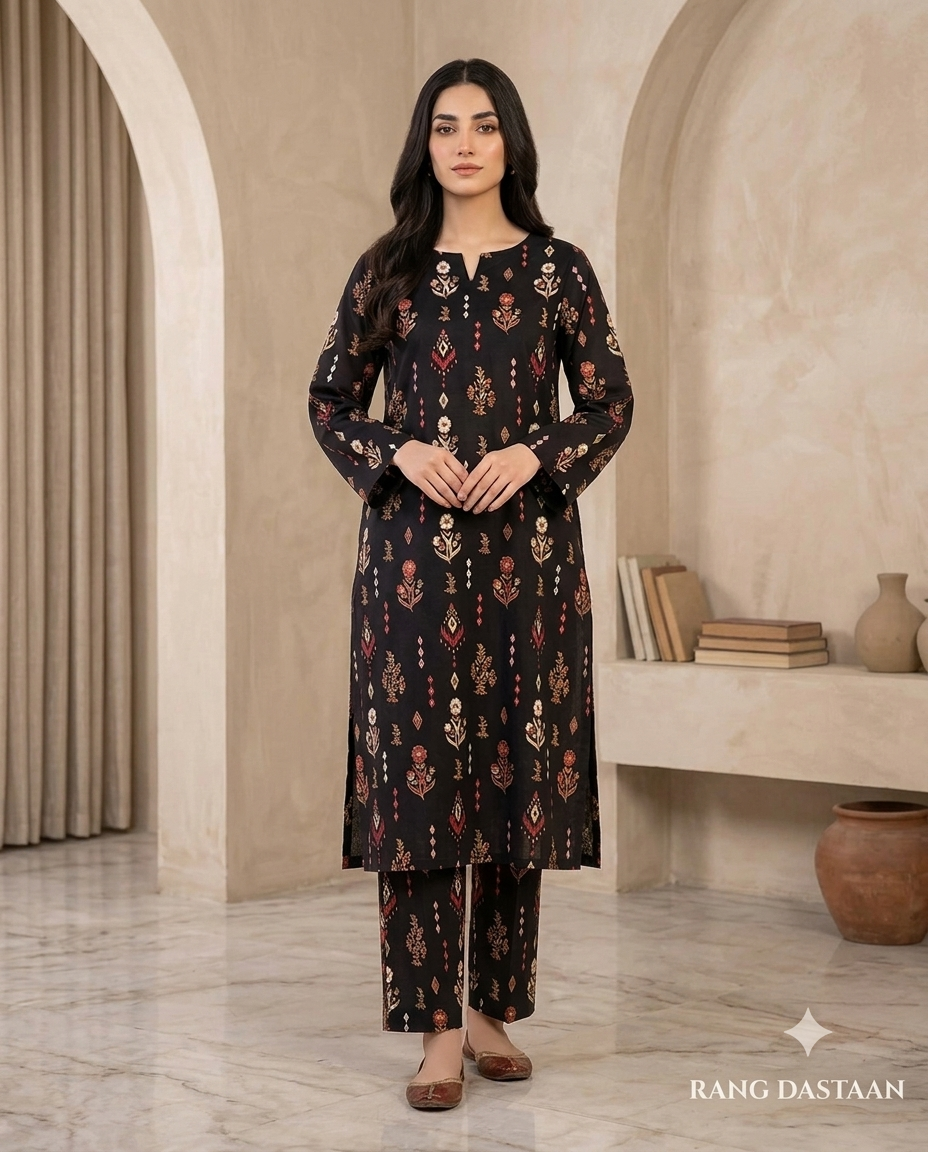 Midnight Noir - Printed Lawn 2-Piece Unstitched Suit