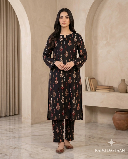 Midnight Noir - Printed Lawn 2-Piece Unstitched Suit