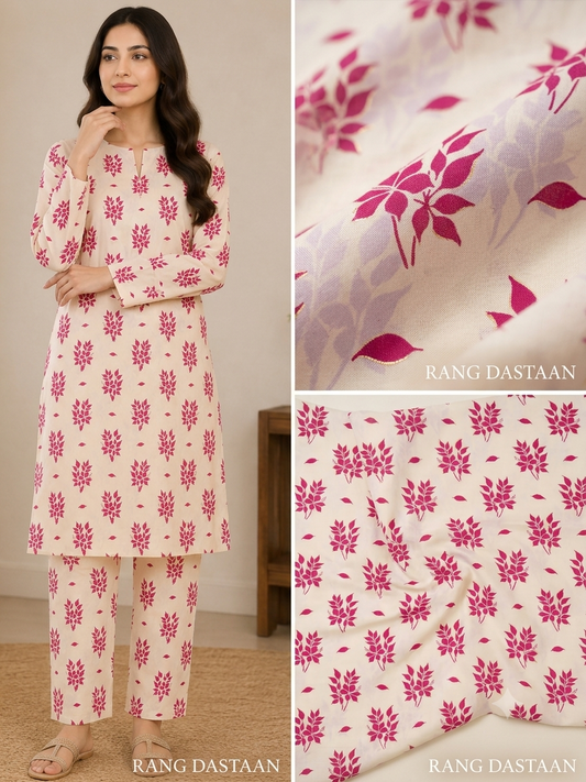 Pink - Printed Lawn 2-Piece Unstitched Suit