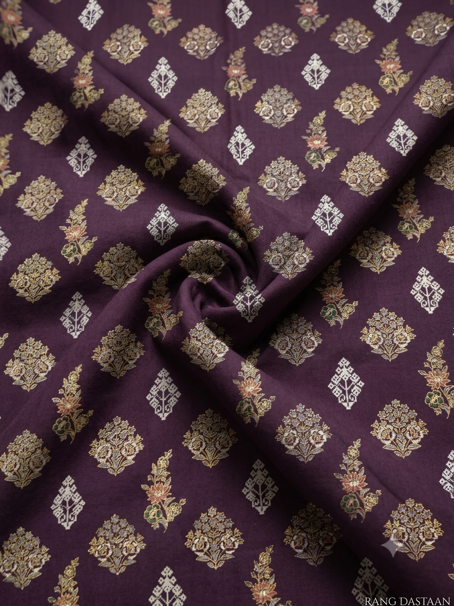 Royal Plum - Printed Lawn 2-Piece Unstitched Suit