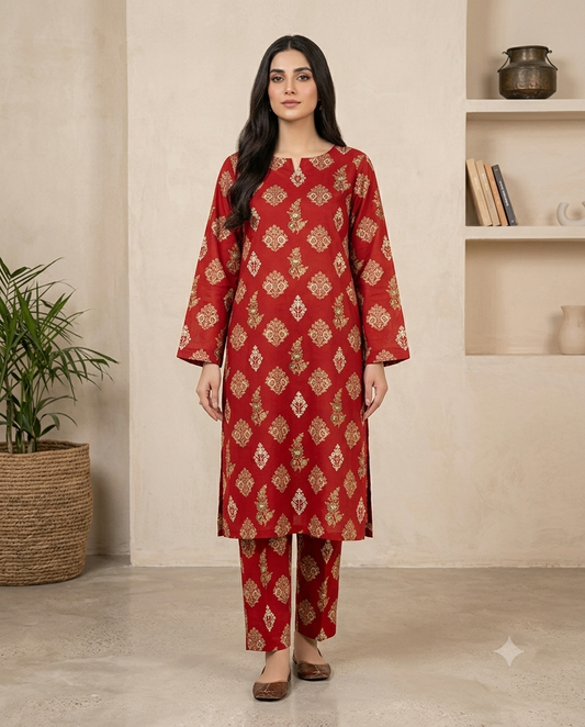 Crimson Heritage - Printed Lawn 2-Piece Unstitched Suit