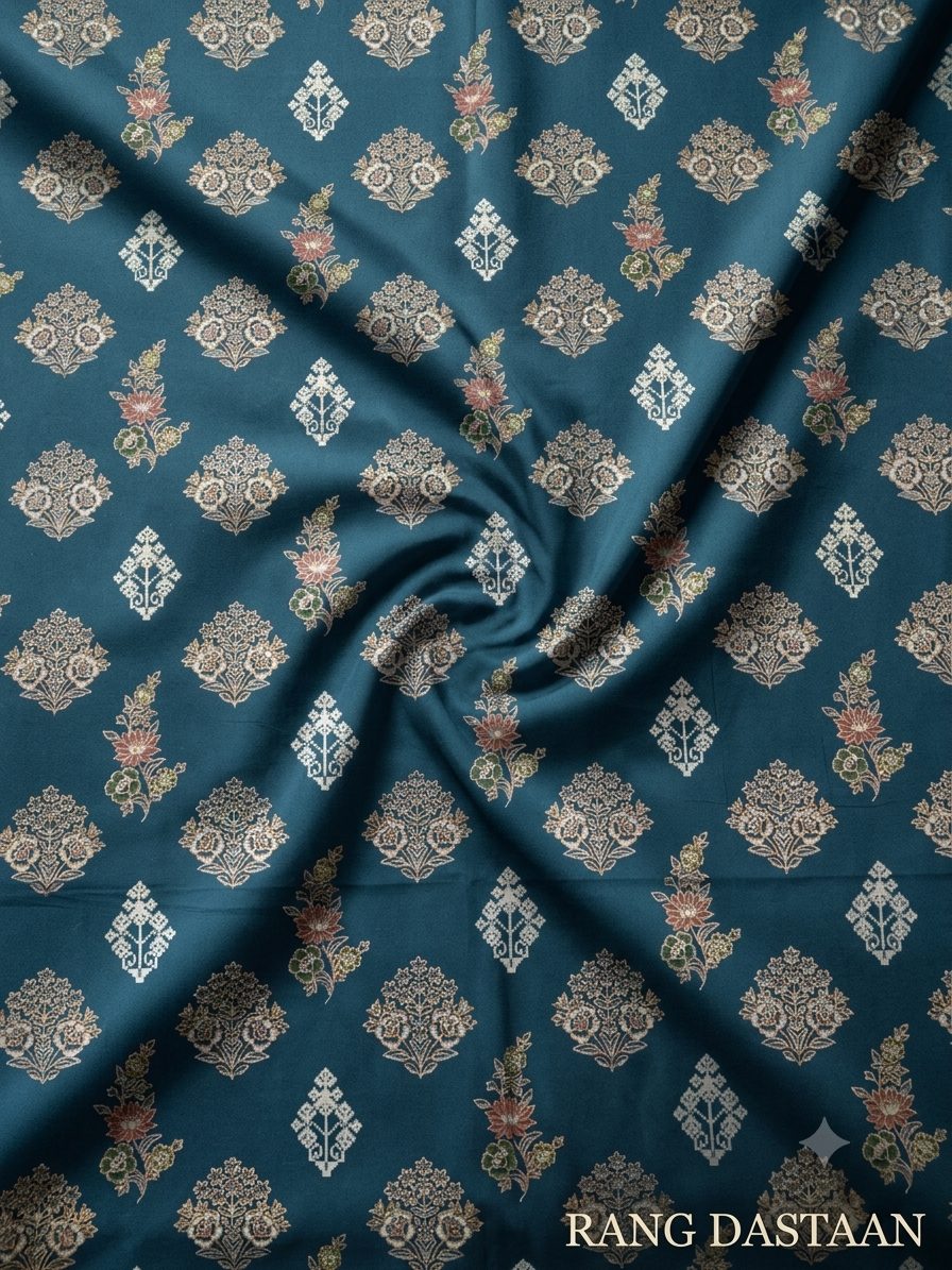 Teal Heritage - Printed Lawn 2-Piece Unstitched Suit