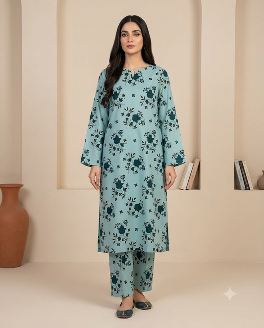 Lime Green Charm - Printed Lawn 2-Piece Unstitched Suit