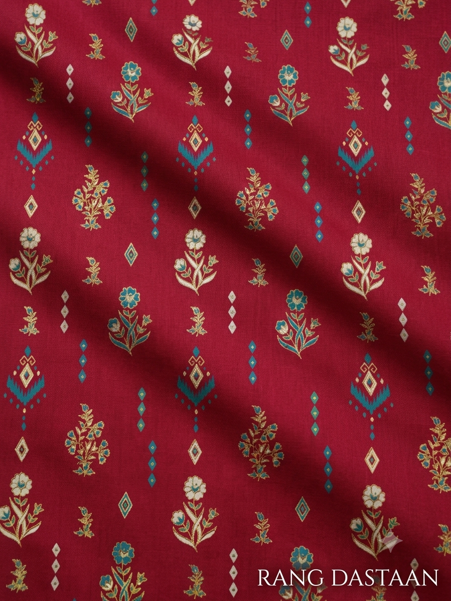 Mehroon Heritage - Printed Lawn 2-Piece Unstitched Suit